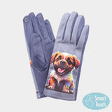 Playful Puppy Printed Smart Touch Gloves - Madeline Love - Flyclothing LLC