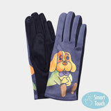 Cartoon Puppy Printed Smart Touch Gloves - Madeline Love - Flyclothing LLC