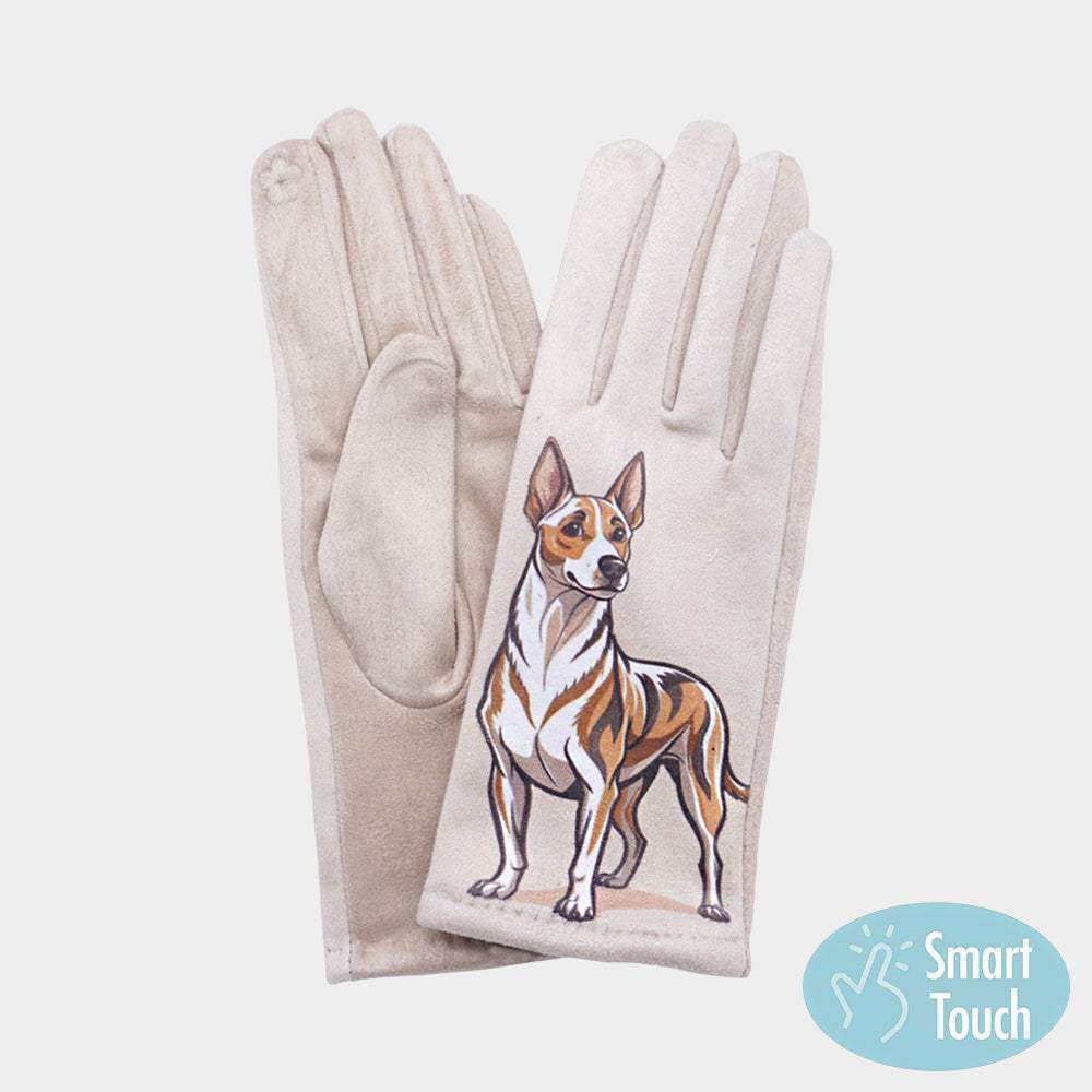 Illustrated Dog Printed Smart Touch Gloves - Madeline Love - Flyclothing LLC