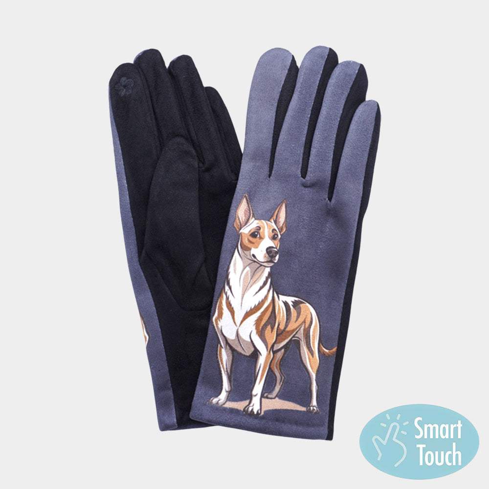 Illustrated Dog Printed Smart Touch Gloves - Madeline Love - Flyclothing LLC