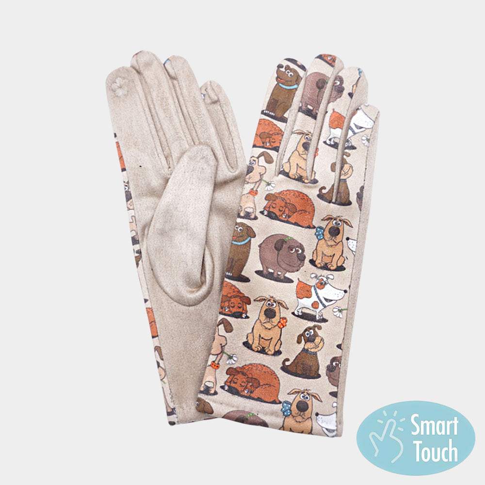 Dog Pattern Printed Smart Touch Gloves - Madeline Love - Flyclothing LLC