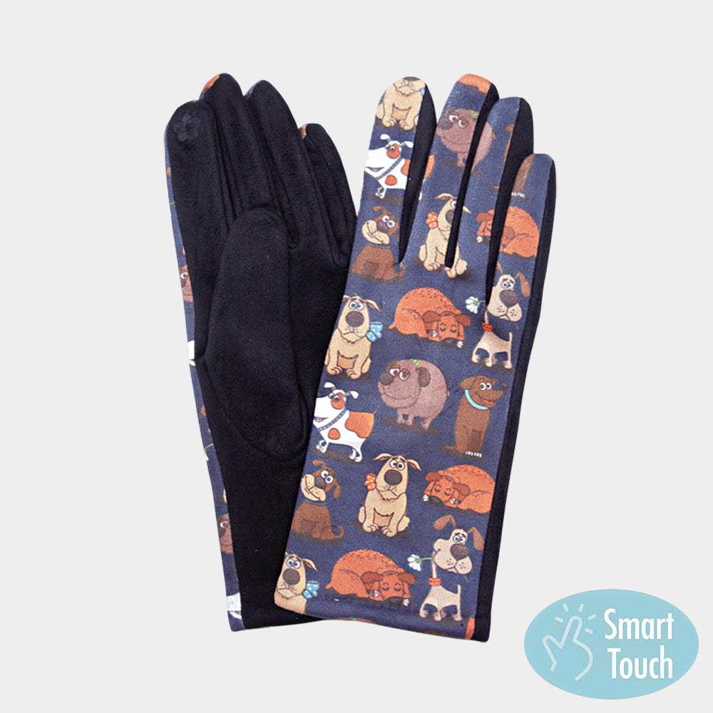 Dog Pattern Printed Smart Touch Gloves - Madeline Love - Flyclothing LLC