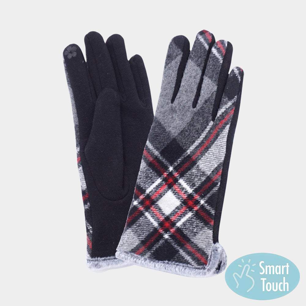 Plaid Pattern Smart Touch Gloves - Madeline Love - Flyclothing LLC