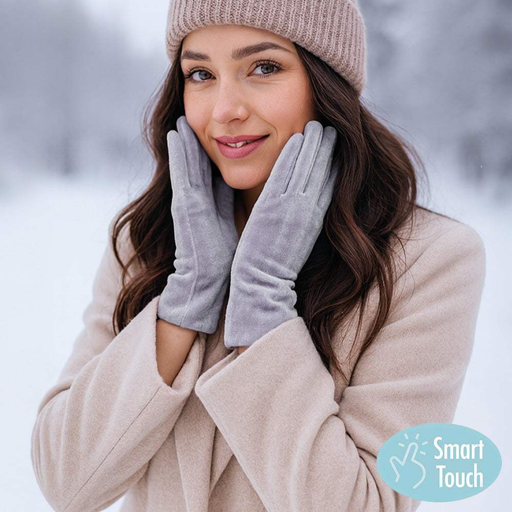 Solid Velvet Feel Smart Touch Gloves - Madeline Love - Flyclothing LLC