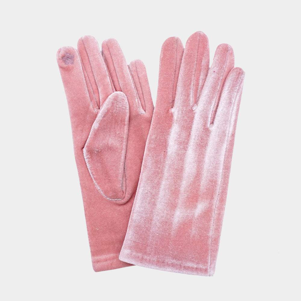 Solid Velvet Feel Smart Touch Gloves - Madeline Love - Flyclothing LLC