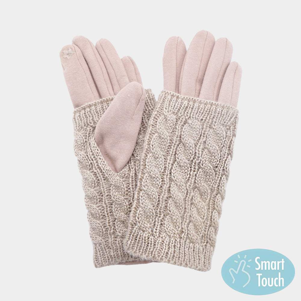 Cable Knit Smart Touch Gloves - Madeline Love - Flyclothing LLC