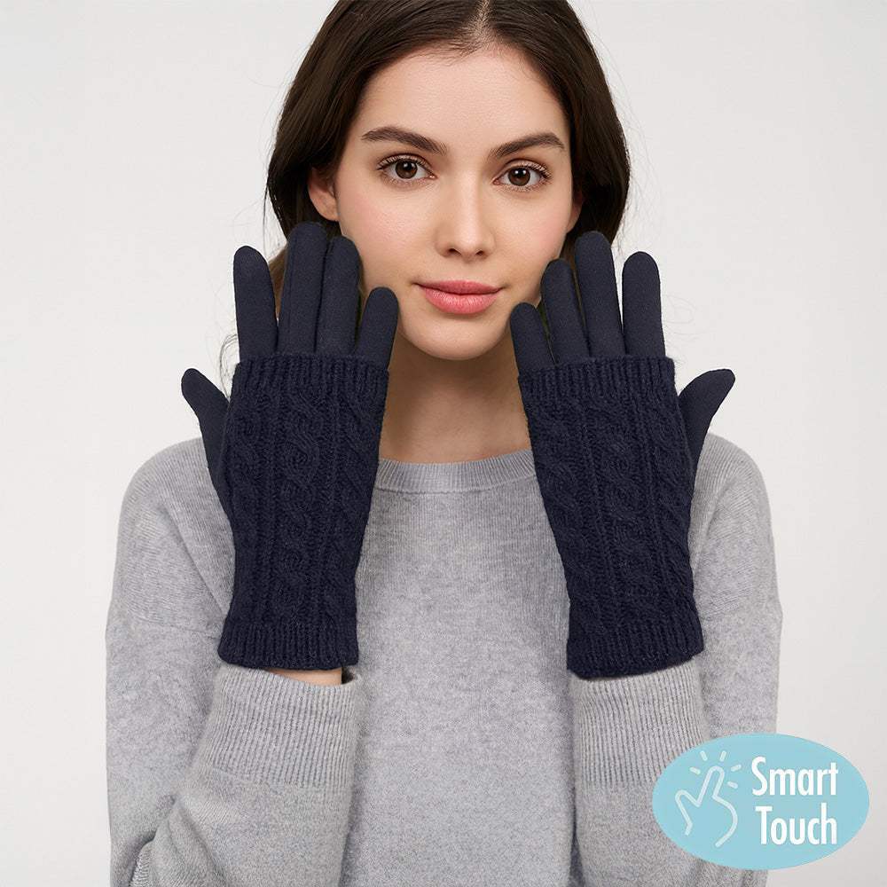 Cable Knit Smart Touch Gloves - Madeline Love - Flyclothing LLC