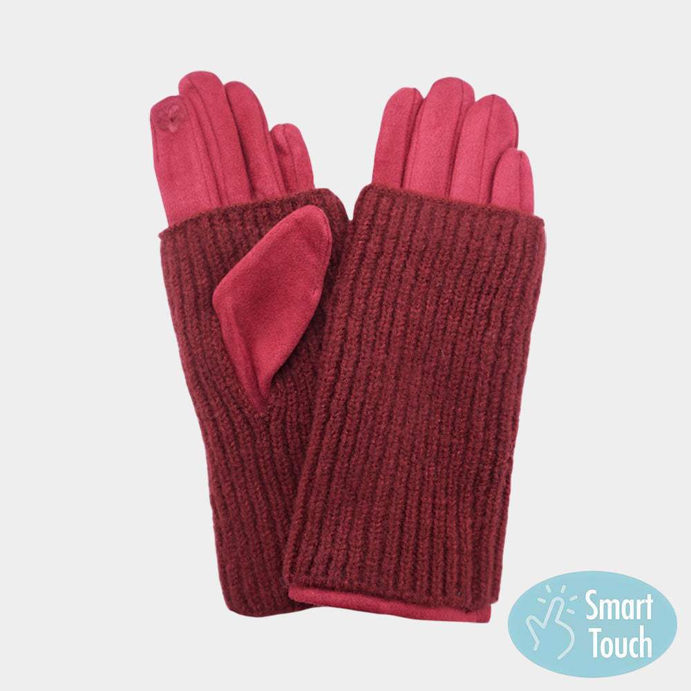 Ribbed Knit Smart Touch Gloves - Madeline Love - Flyclothing LLC
