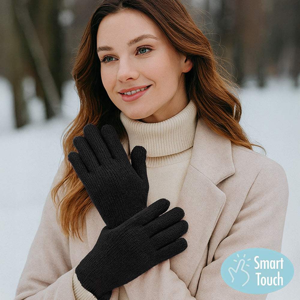 Ribbed Knit Smart Touch Gloves - Madeline Love - Flyclothing LLC