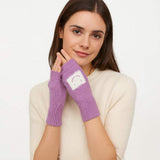 Square Smile Face Accent Fingerless Knit Gloves - Madeline Love - Flyclothing LLC
