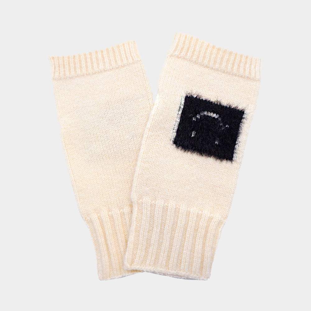 Square Smile Face Accent Fingerless Knit Gloves - Madeline Love - Flyclothing LLC
