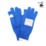 Square Smile Face Patch Contrast Trim Smart Touch Gloves - Madeline Love - Flyclothing LLC