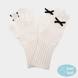 Bow Accent Ribbed Knit Smart Touch Gloves - Madeline Love - Flyclothing LLC