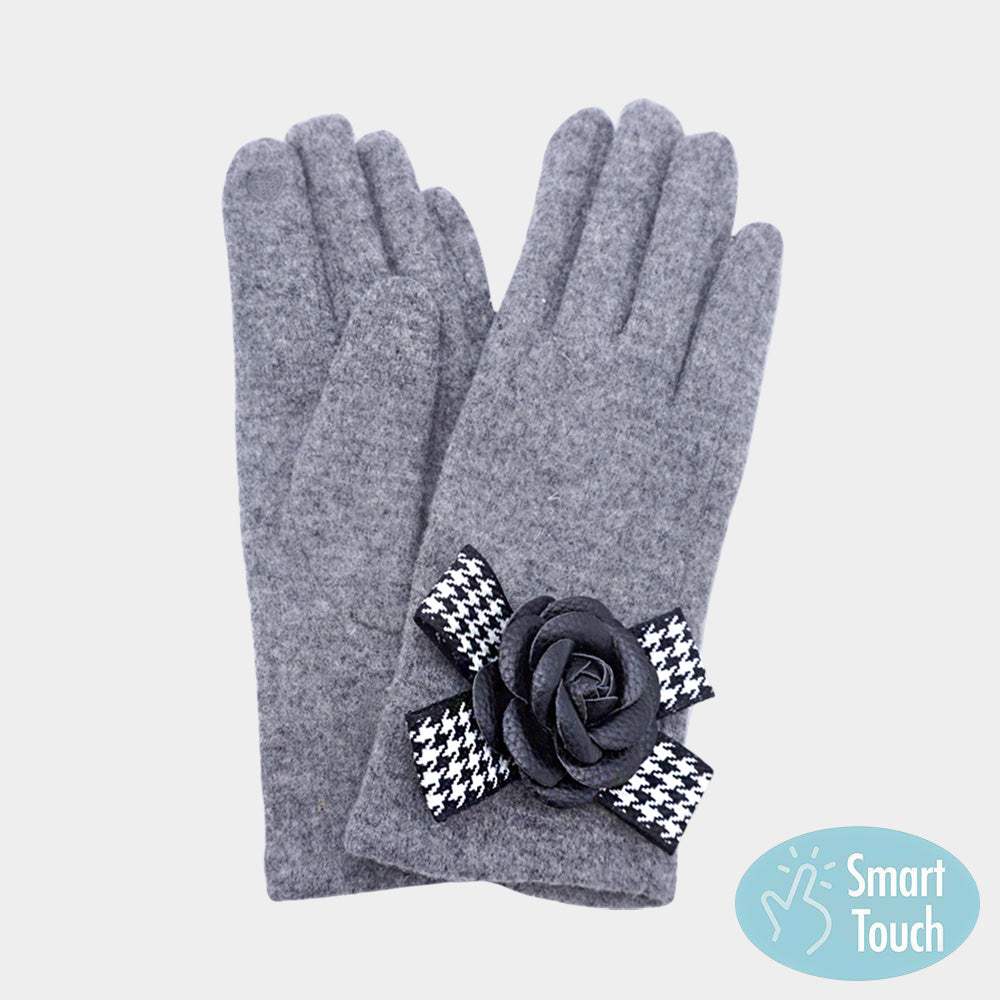Flower Bow Accent Elegant Smart Touch Gloves - Madeline Love - Flyclothing LLC