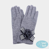 Flower Bow Accent Elegant Smart Touch Gloves - Madeline Love - Flyclothing LLC