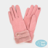 Double Faux Fur Cuff Fleece Smart Touch Gloves - Madeline Love - Flyclothing LLC
