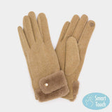Double Faux Fur Cuff Fleece Smart Touch Gloves - Madeline Love - Flyclothing LLC