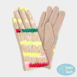 Multi Color Yarn Pattern Smart Touch Gloves - Madeline Love - Flyclothing LLC