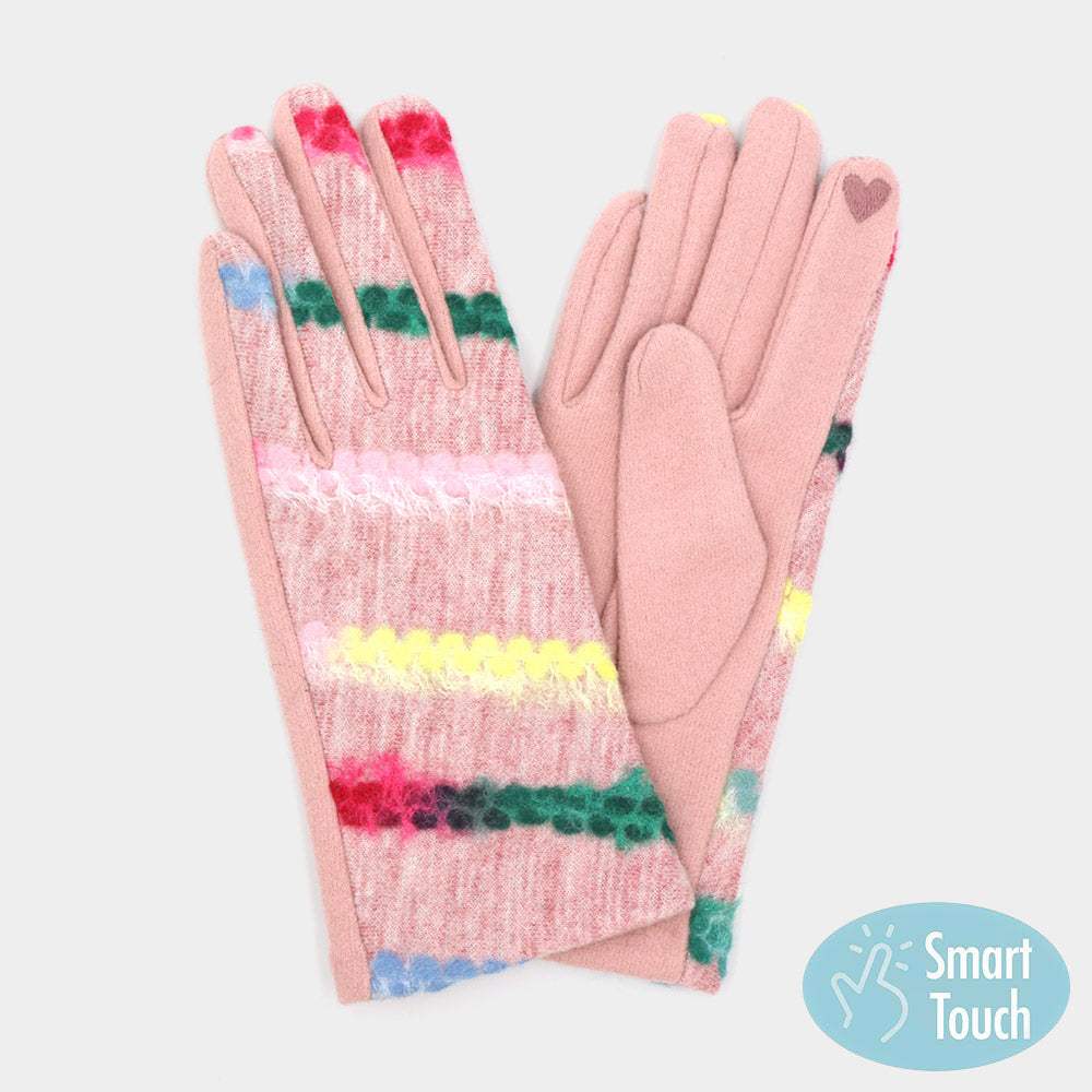 Multi Color Yarn Pattern Smart Touch Gloves - Madeline Love - Flyclothing LLC