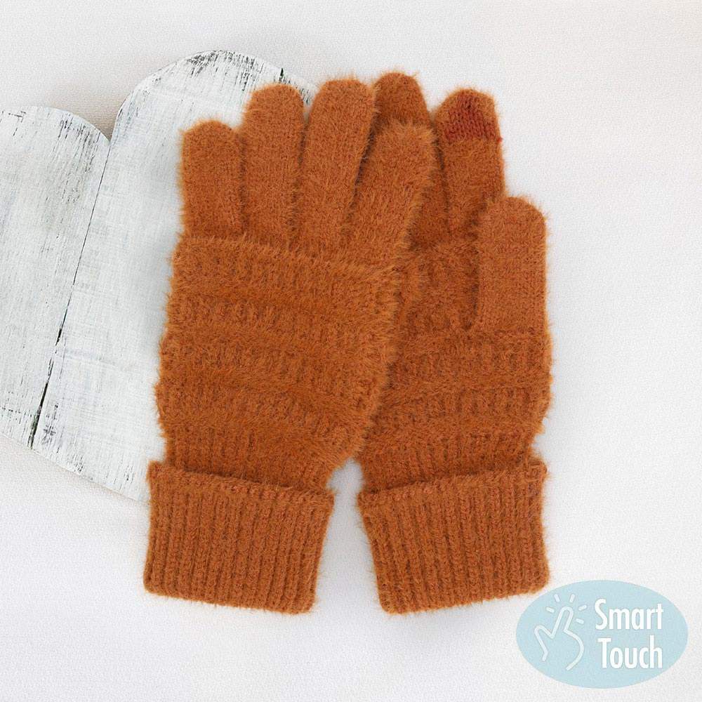Fuzzy Cable Knit Smart Touch Gloves - Madeline Love - Flyclothing LLC