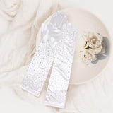 Stone Embellished Dressy Satin Long Wedding Gloves - Madeline Love - Flyclothing LLC