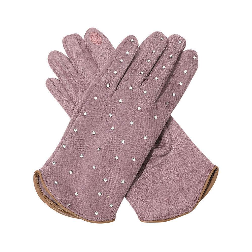 Rhinestone Embellished Smart Touch Winter Gloves - Madeline Love - Flyclothing LLC
