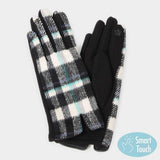 Plaid Check Patterned Touch Smart Gloves - Madeline Love - Flyclothing LLC