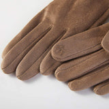 Leopard Faux Fur Wrist Trim Smart Touch Winter Gloves - Madeline Love - Flyclothing LLC