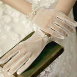 Dressy Pearl Wrist Detail Sheer Gloves - Madeline Love - Flyclothing LLC