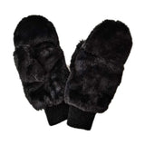 Solid Faux Fur Open Up Mitten Gloves - Madeline Love - Flyclothing LLC
