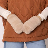 Solid Faux Fur Open Up Mitten Gloves - Madeline Love - Flyclothing LLC