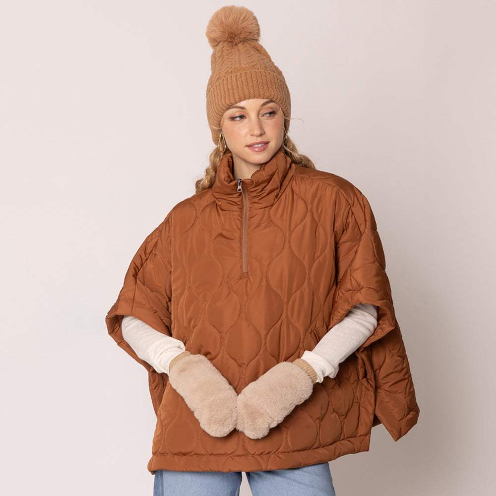 Solid Faux Fur Open Up Mitten Gloves - Madeline Love - Flyclothing LLC