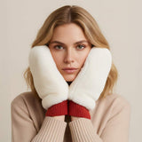 Solid Faux Fur Open Up Mitten Gloves - Madeline Love - Flyclothing LLC