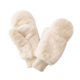 Solid Faux Fur Open Up Mitten Gloves - Madeline Love - Flyclothing LLC