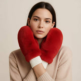 Solid Faux Fur Open Up Mitten Gloves - Madeline Love - Flyclothing LLC