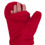 Solid Faux Fur Open Up Mitten Gloves - Madeline Love - Flyclothing LLC