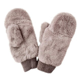 Solid Faux Fur Open Up Mitten Gloves - Madeline Love - Flyclothing LLC