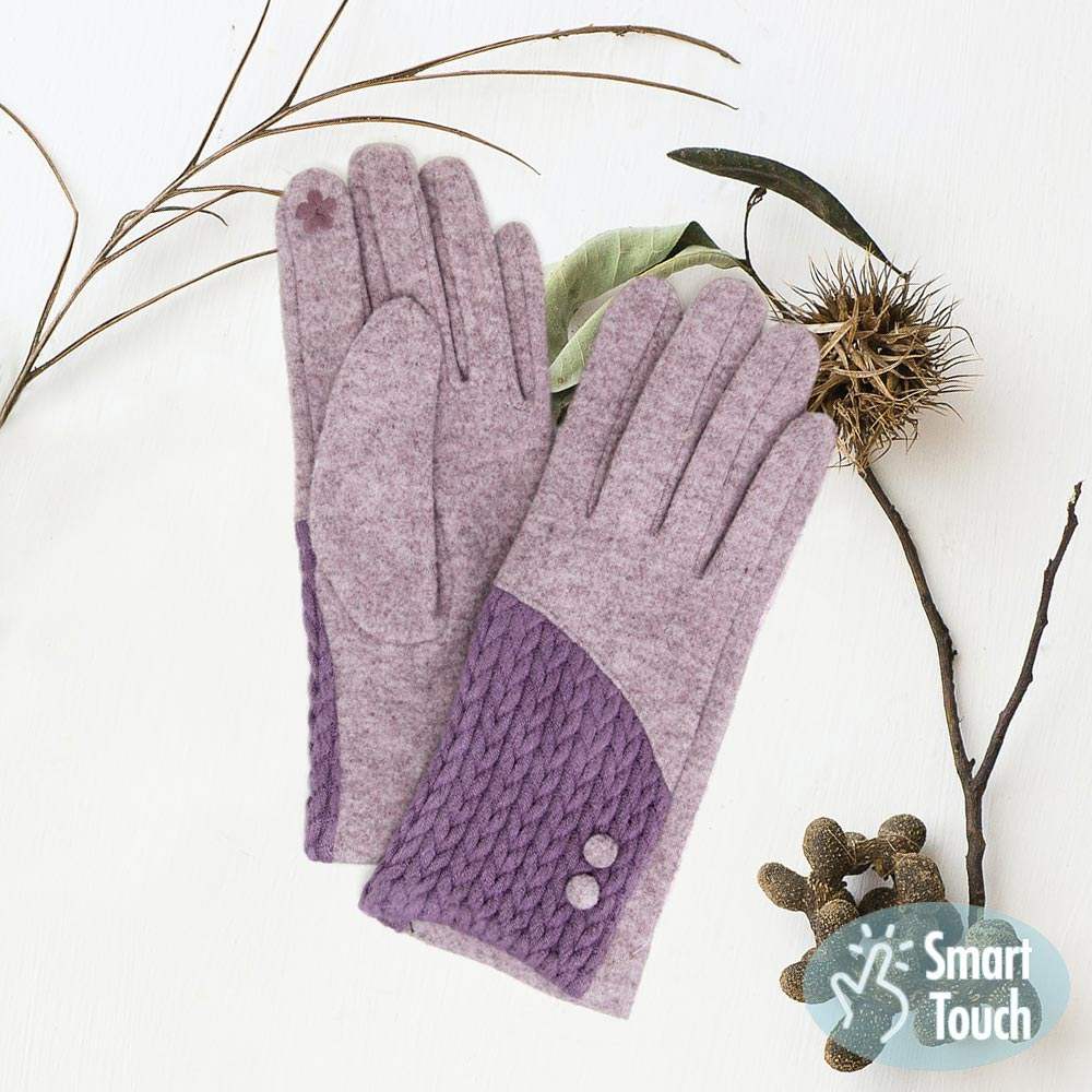 Cable Detailed Button Touch Smart Gloves - Madeline Love - Flyclothing LLC