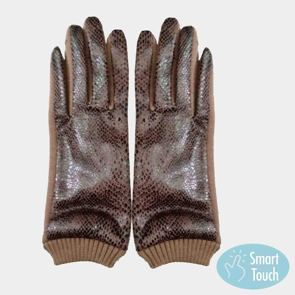 Snake Skin Patterned Smart Gloves - Madeline Love - Flyclothing LLC