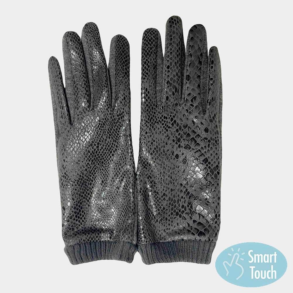 Snake Skin Patterned Smart Gloves - Madeline Love - Flyclothing LLC