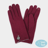 Houndstooth Patterned Button Touch Smart Gloves - Madeline Love - Flyclothing LLC