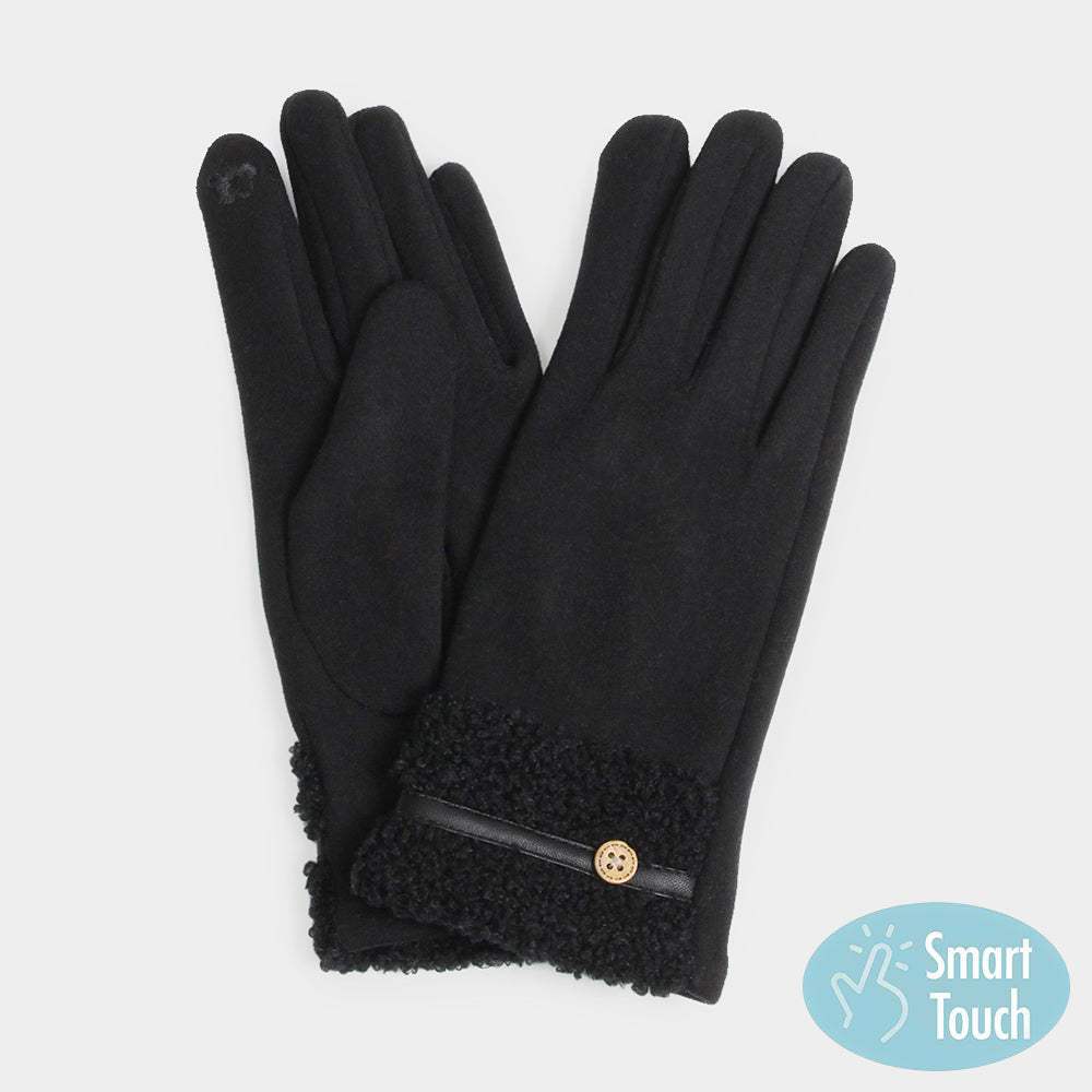 Teddy Faux Fur Cuff Touch Smart Gloves - Madeline Love - Flyclothing LLC