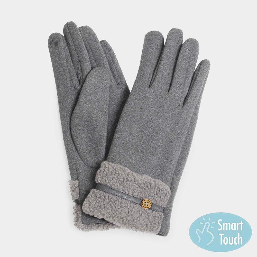Teddy Faux Fur Cuff Touch Smart Gloves - Madeline Love - Flyclothing LLC