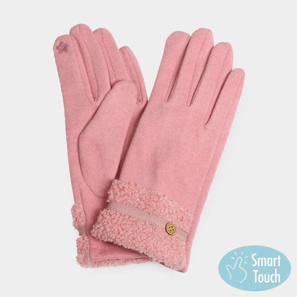 Teddy Faux Fur Cuff Touch Smart Gloves - Madeline Love - Flyclothing LLC