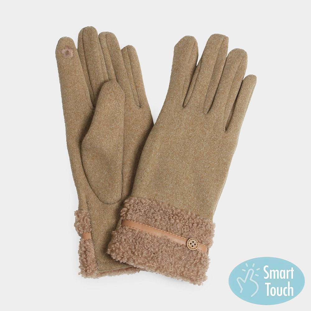 Teddy Faux Fur Cuff Touch Smart Gloves - Madeline Love - Flyclothing LLC
