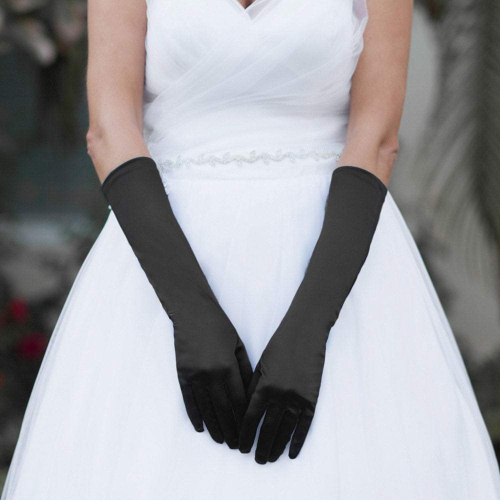 Medium Satin Wedding Gloves - Madeline Love - Flyclothing LLC