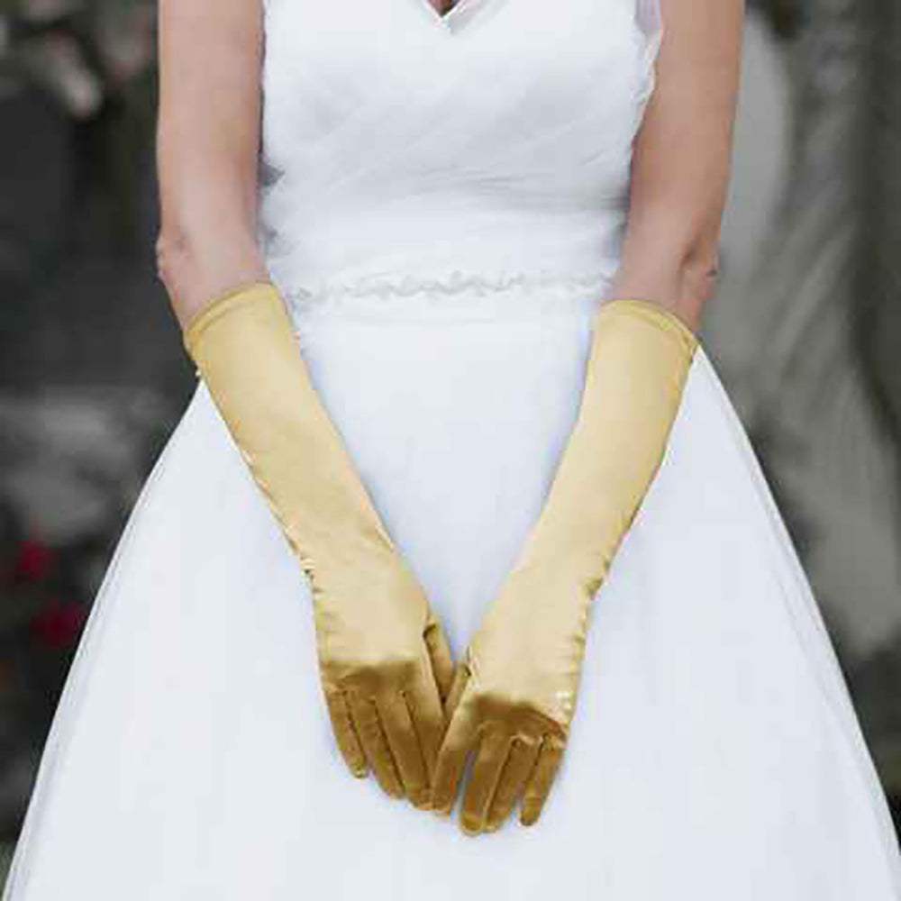 Medium Satin Wedding Gloves - Madeline Love - Flyclothing LLC