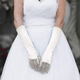 Medium Satin Wedding Gloves - Madeline Love - Flyclothing LLC