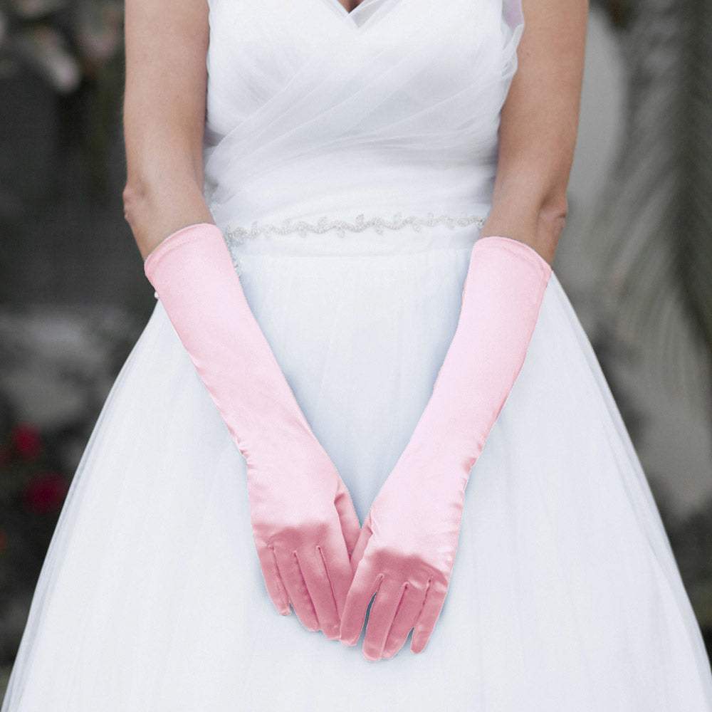 Medium Satin Wedding Gloves - Madeline Love - Flyclothing LLC