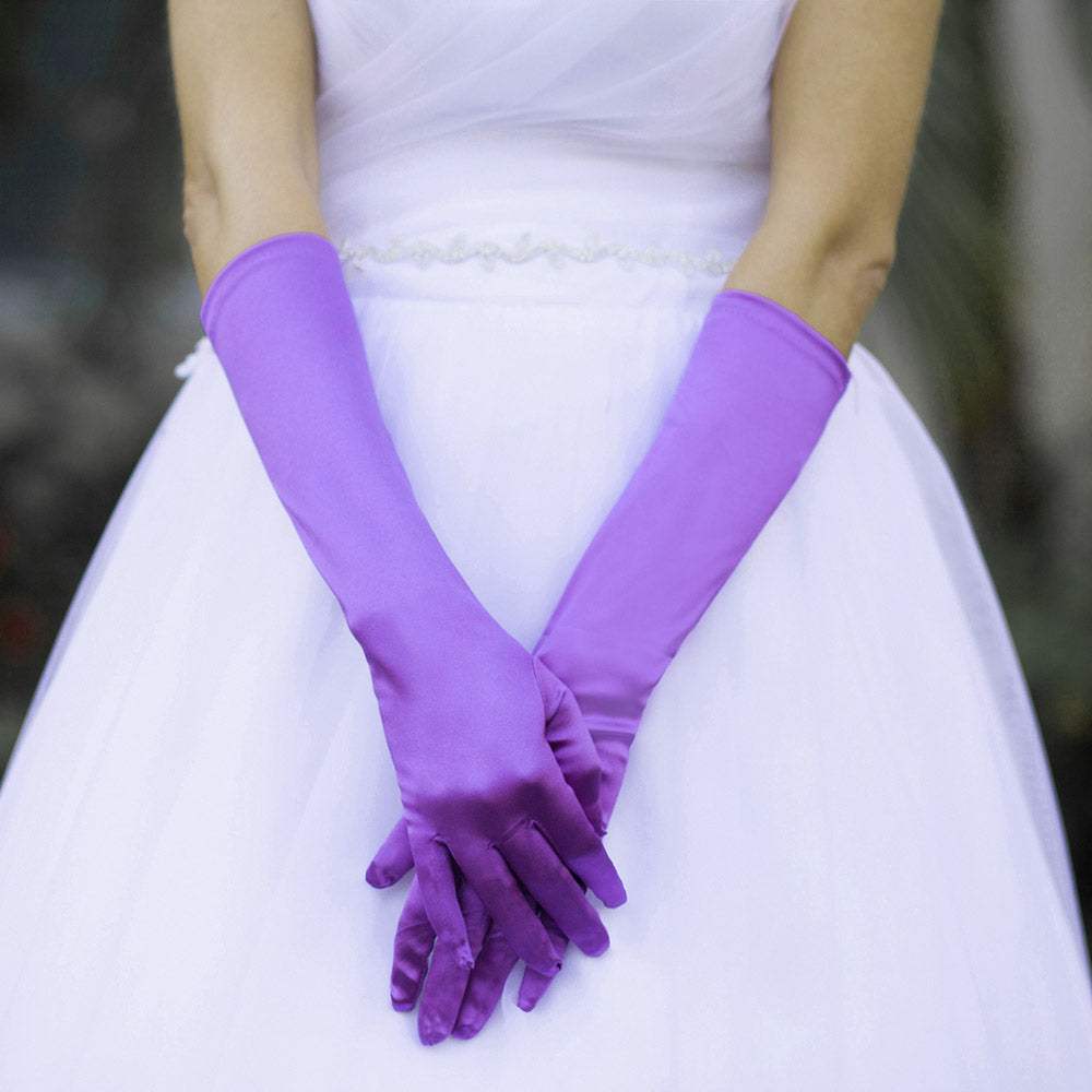 Medium Satin Wedding Gloves - Madeline Love - Flyclothing LLC